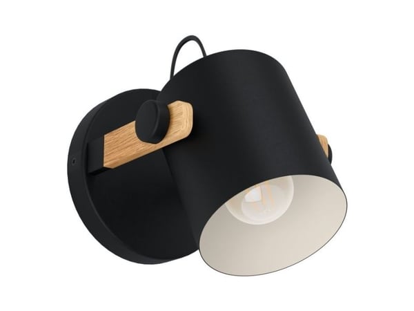 EGLO HORNWOOD vegglampe i svart og FSC-sertifisert tre