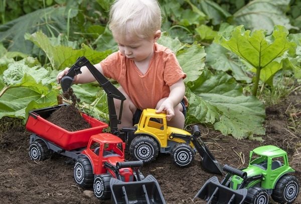 PLASTO Tractor with frontloader & trailer 56,5 cm