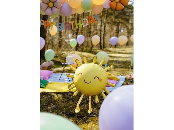 PartyDeco FB280-084, Lekeballong, Folie, Gult, Bilde, Universell, Rund
