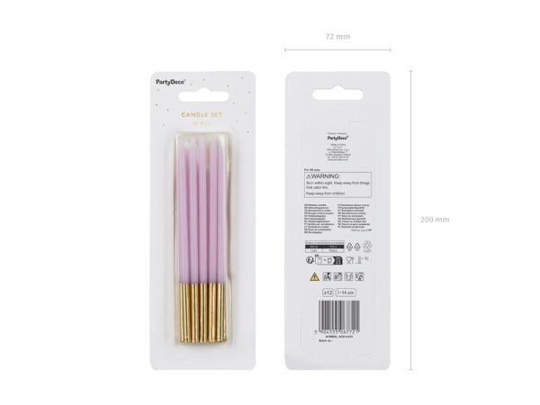 PartyDeco SCD-4-014, Stearinlys, Fiolett, 12 stykker
