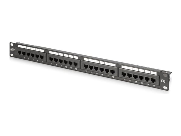DIGITUS - Koblingspanel - class E - rackmonterbar - CAT 6 - UTP - RJ-45 X 24 - RAL 9005, svart - 1U - 19"