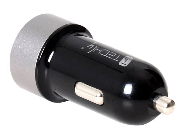 TECHly - Bilstrømadapter - 24 watt - 4.8 A - 2 utgangskontakter (USB) - svart og grå