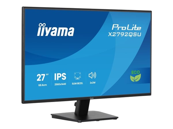 iiyama ProLite X2792QSU-B1 - LED-skjerm - 27" - 2560 x 1440 WQHD @ 70 Hz - IPS - 350 cd/m² - 1000:1 - 5 ms - HDMI, DVI, DisplayPort - høyttalere - ...