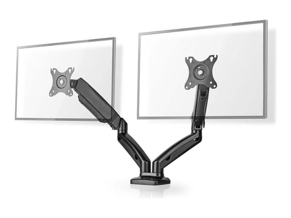 Nedis - Monteringssett (dobbel skjermfeste) - full-motion, gas spring arms - for 2 LCD/plasma-paneler - metall, ABS-plast - svart - skjermstørrelse...