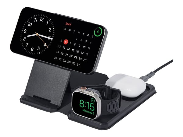 UAG SRGE 3-in-1 - Trådløst ladestativ - with case + AC-strømadapter - 15 watt - svart, grå