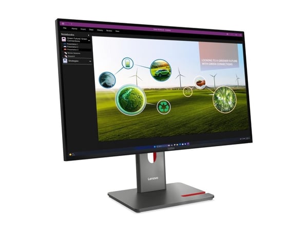 Skjerm LENOVO LCD P27Q-40 + MC60 - 27", IPS, Matt, 16:9, 2560x1440, 178/178, 4 ms, 350 cd/m2, 1500:1, HDMI, DP, USB-C, USB Hub, VESA, Pivot