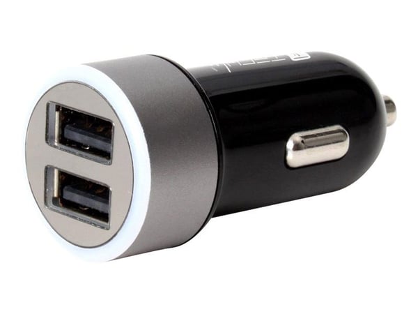 TECHly - Bilstrømadapter - 24 watt - 4.8 A - 2 utgangskontakter (USB) - svart og grå