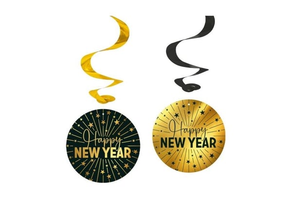 Happy New Year spiraler, 4 stk