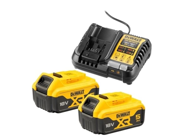 DEWALT DCB1104P2-QW batterikit 18 V 5 Ah + DCB1104-laddare, 2-pack