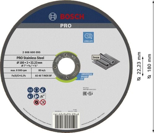 Bosch Expert for INOX AS 46 T INOX BF - Skjæreplate - for rustfritt stål - 180 mm