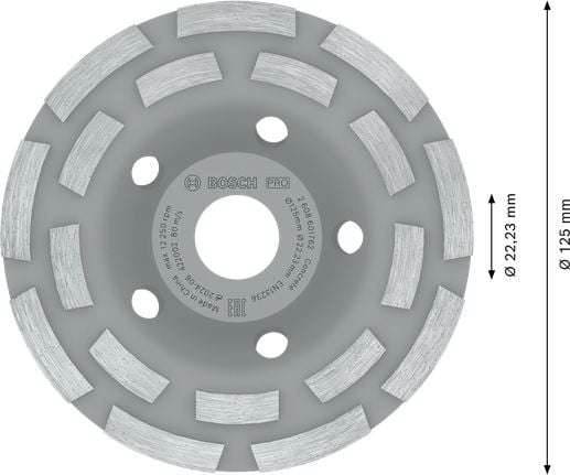 Bosch 2 608 601 762, Slipeskive, Flatt senter, Betong, Bosch, 2,22 cm, 12,5 cm