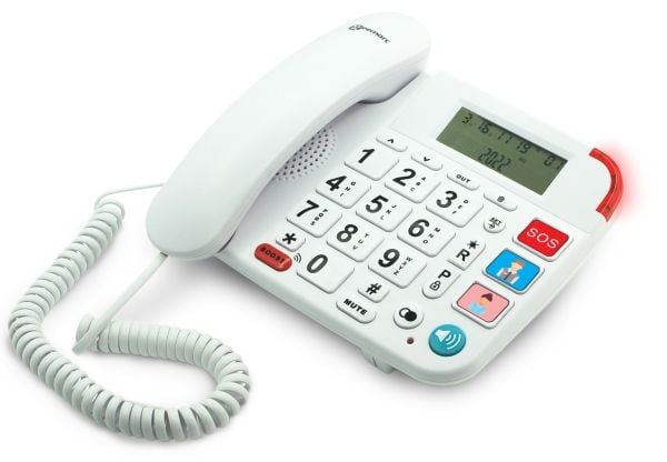 Geemarc Telecom DALLAS 20, Analog/DECT-telefon, Kablet og trådløst håndsett, Høyttalertelefon, 61 oppføringer, Ringe-ID, Hvit