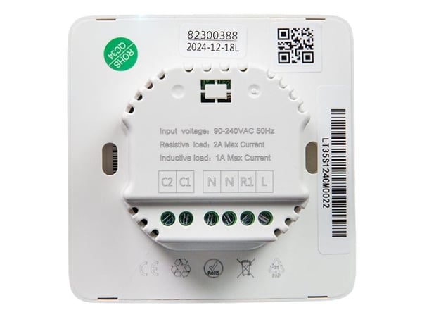 Shelly LinkedGo Smart floor heating thermostat, Digital termostat, 802.11b, 802.11g, Wi-Fi 4 (802.11n), Hvit, 30 m, 50 m, 5 - 35 °C
