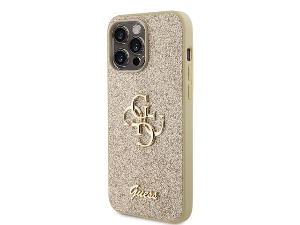 Originalt frontpaneldeksel GUESS GUHCP15XHG4SGD for iPhone 15 PRO MAX (fast glitter Big 4G / Gull)
