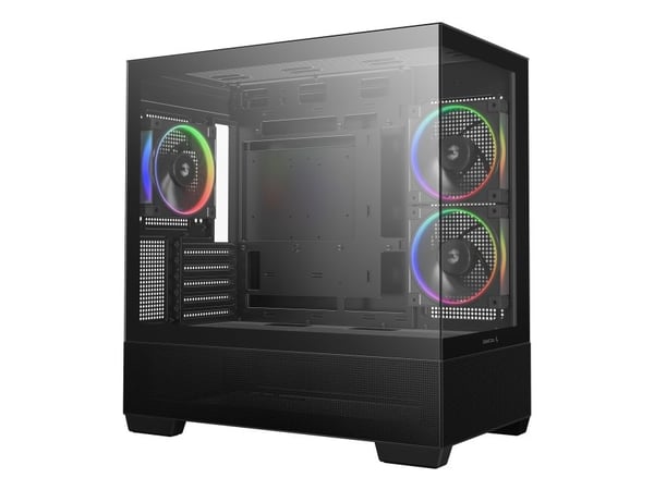 DeepCool CG380 3F - Micro-ATX - micro ATX - sidepanel med vindu (herdet glass) - ingen strømforsyning (ATX) - svart - USB/lyd