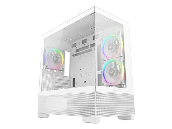 DeepCool CG380 3F WH - Micro-ATX - micro ATX - sidepanel med vindu (herdet glass) - ingen strømforsyning (ATX) - hvit - USB/lyd
