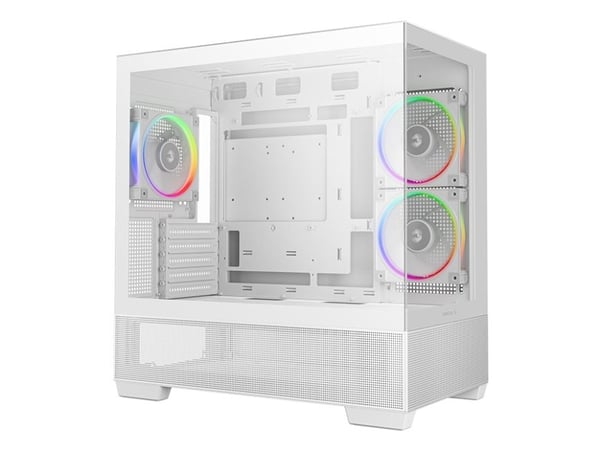 DeepCool CG380 3F WH - Micro-ATX - micro ATX - sidepanel med vindu (herdet glass) - ingen strømforsyning (ATX) - hvit - USB/lyd