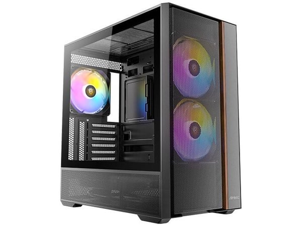 Antec Flux Rear - Mid tower - ATX - sidepanel med vindu (herdet glass) - ingen strømforsyning - USB/lyd