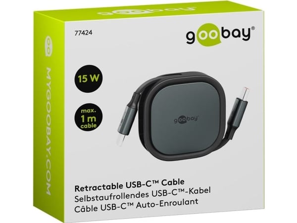 Goobay 77424, 1 m, USB C, USB C, USB 2.0, 0,48 Gbit/s, Svart, Sølv