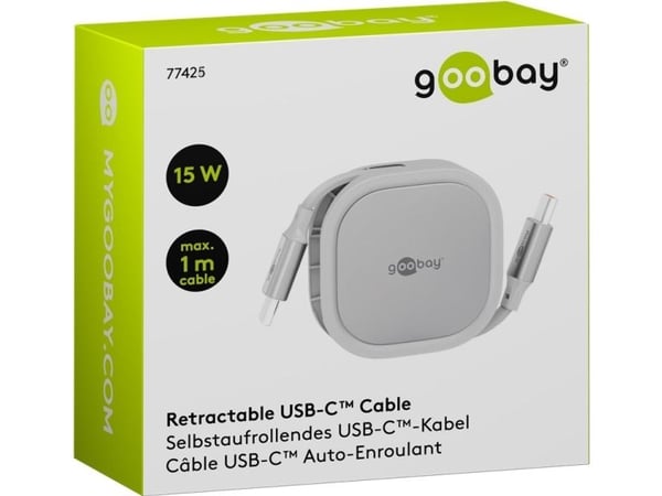 Goobay 77425, 1 m, USB C, USB C, USB 2.0, 0,48 Gbit/s, Sølv, Hvit