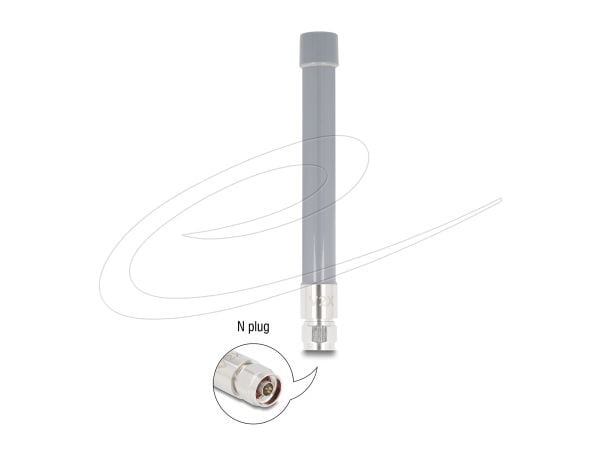 Delock - Antenn - V2X, N-plug, 19 cm, fixed - 6 dBi - rundstrålande - utomhus, skruvmontering - grå