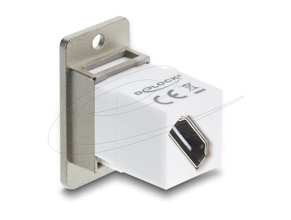 Delock - HDMI-kobler - HDMI hunn panelmonterbar til HDMI hunn - hvit, sølv - 8 K 60 Hz (7680 x 4320) støtte, diagonal connector