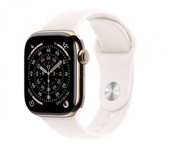 Apple Watch Series 11 GPS + Cellular 46mm Gold Titanium Case with Light Blush Sport Band - M/L