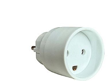 E-Line pistokesovitin - Schuko/Pin maadoitus DK M/maadoitus, 250V, 16A, valkoinen