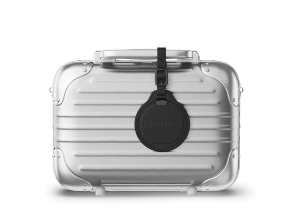 Satechi FindAll Luggage Tag - vegaaninahkainen matkatavaralappu, jossa on paikannin, joka on yhteensopiva Apple Find My -ohjelman kanssa (musta)