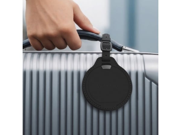 Satechi FindAll Luggage Tag - vegaaninahkainen matkatavaralappu, jossa on paikannin, joka on yhteensopiva Apple Find My -ohjelman kanssa (musta)