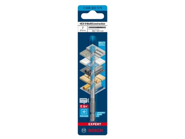Bosch Expert MultiConstruction HEX-9 - Bor - for betong, plast, stål, bløtt tre, soft tile - 7 mm - heksagonal - lengde: 100 mm