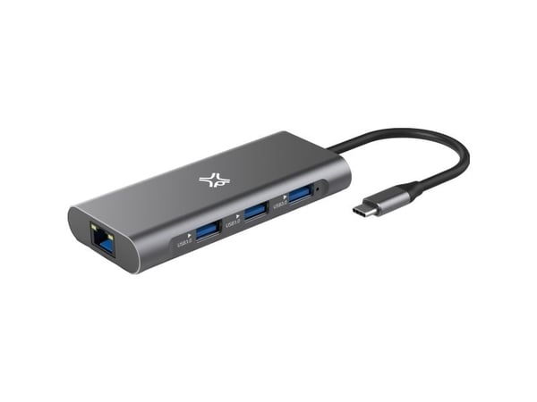 XtremeMac XWH-HUB8-13, USB Type-C, HDMI, RJ-45, USB Type-C, MiniSD, SDHC, SDXC, 40000 Mbit/s, Grå, 1 stykker