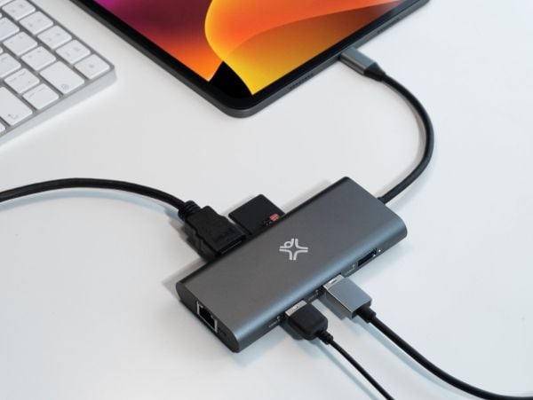 XtremeMac XWH-HUB8-13, USB Type-C, HDMI, RJ-45, USB Type-C, MiniSD, SDHC, SDXC, 40000 Mbit/s, Grå, 1 stykker