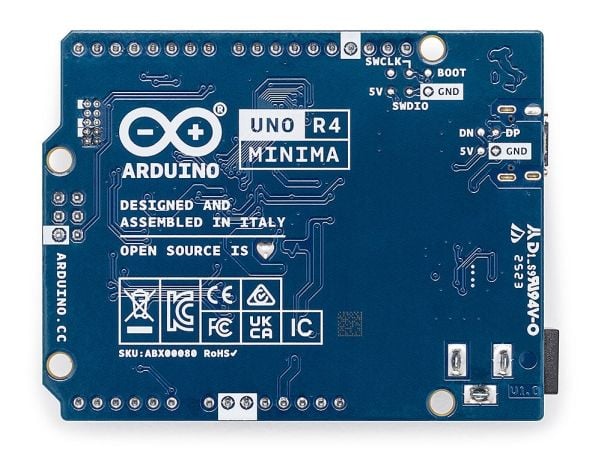 Arduino UNO R4 Minima, 48 MHz, ATmega328, 16 MHz, 0,032 MB, 0,256 MB, Arduino