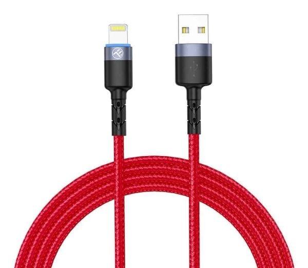 Tellur USB til Lightning-kabel med LED 3A 1,2 m rød