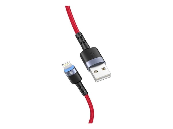 Tellur USB til Lightning-kabel med LED 3A 1,2 m rød