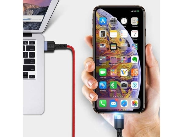 Tellur USB til Lightning-kabel med LED 3A 1,2 m rød