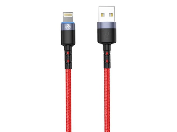Tellur USB til Lightning-kabel med LED 3A 1,2 m rød