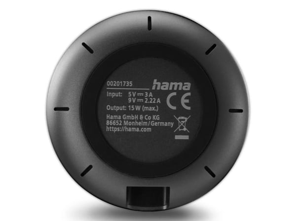 Hama 00201735, Innendørs, USB, Trådløs lading, Svart
