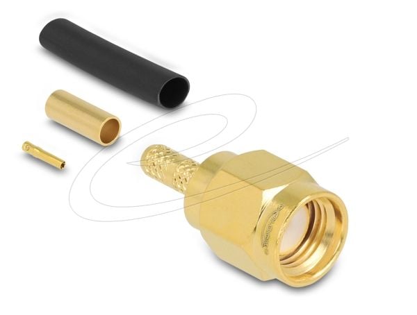 Delock RP-SMA hann for krymping av RG-174 / RG-316 med matchende krympeslange