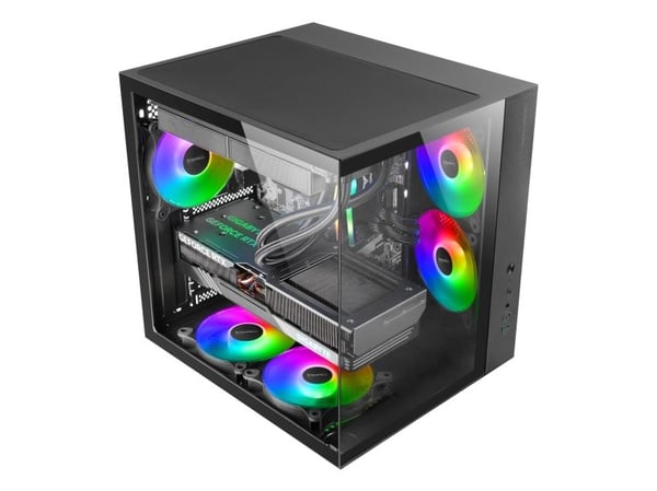 Mars Gaming MCV-ONE, Midi Tower, PC, Svart, ATX, Micro ATX, Mini-ITX, Stål, Herdet glass, Spilling