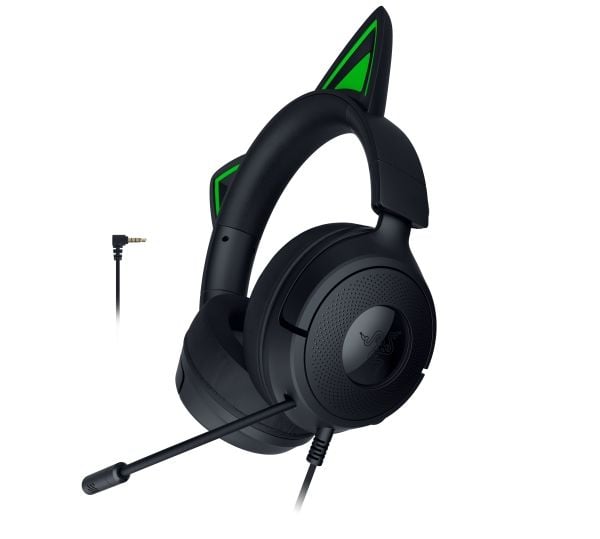 Razer Kraken Kitty V3 X - Hodesett - full størrelse - kablet - 3,5 mm jakk - lydisolerende - svart