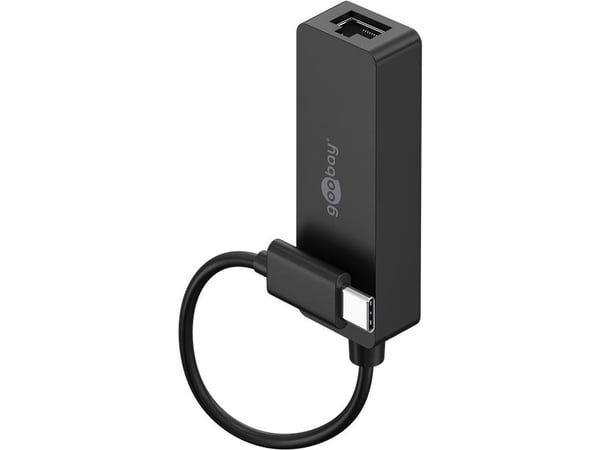 Goobay 76579, USB-C, RJ-45, 0,1 m, Svart
