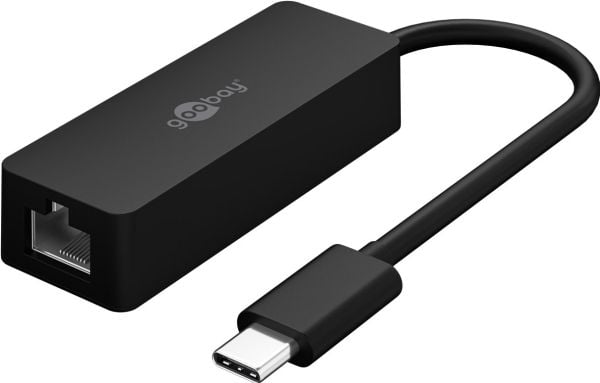 Goobay 76579, USB-C, RJ-45, 0,1 m, Svart