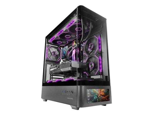 Mars Gaming MCLCDPRO, Midi Tower, PC, Svart, ATX, Micro ATX, Mini-ITX, Herdet glass, Spilling