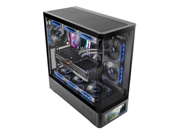 Mars Gaming MCLCDPRO, Midi Tower, PC, Svart, ATX, Micro ATX, Mini-ITX, Herdet glass, Spilling