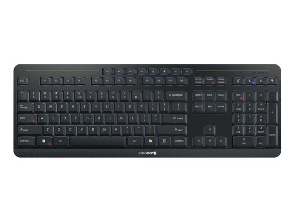 CHERRY Stream keyboard ultimate, Langallinen & langaton, USB + RF Wireless + Bluetooth, Näppäimen saksikytkin, QWERTY, LED, musta