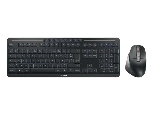 CHERRY Stream desktop ultimate, Langallinen & langaton, USB + RF Wireless + Bluetooth, Näppäimen saksikytkin, AZERTY, LED, musta
