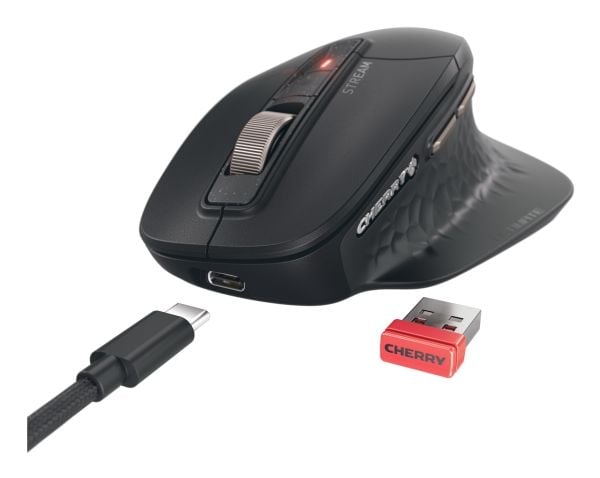 CHERRY Stream desktop ultimate, Langallinen & langaton, USB + RF Wireless + Bluetooth, Näppäimen saksikytkin, AZERTY, LED, musta