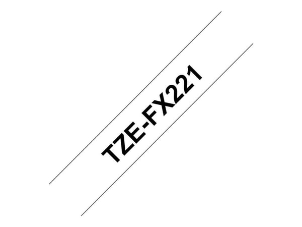 Brother TZFX221 - Svart på hvitt - Rull (0,9 cm x 8 m) fleksibelt bånd - for Brother PT-D210, D600, H110, H200; P-Touch PT-1005, D450, E550; P-Touc...